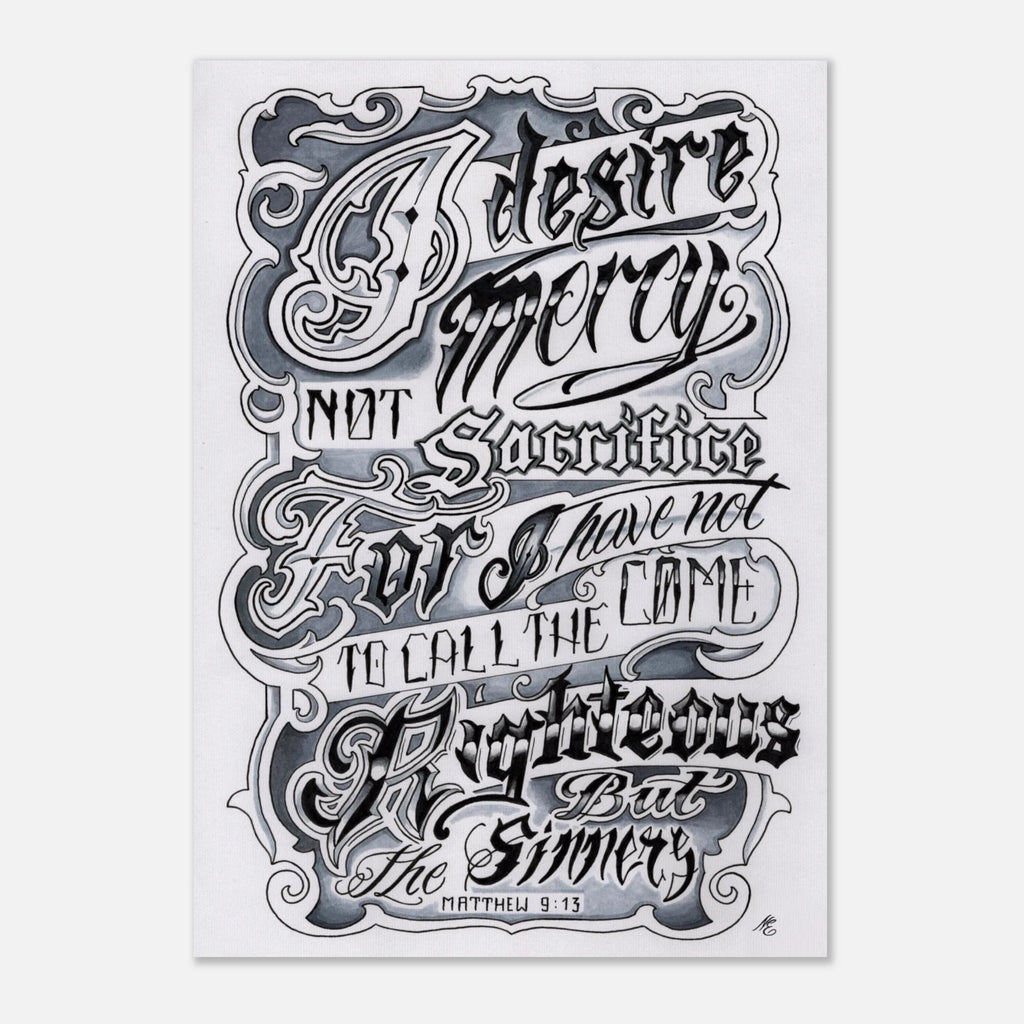Matthew 9:13 Bible Verse Wall Art - I Desire Mercy Scripture Print
