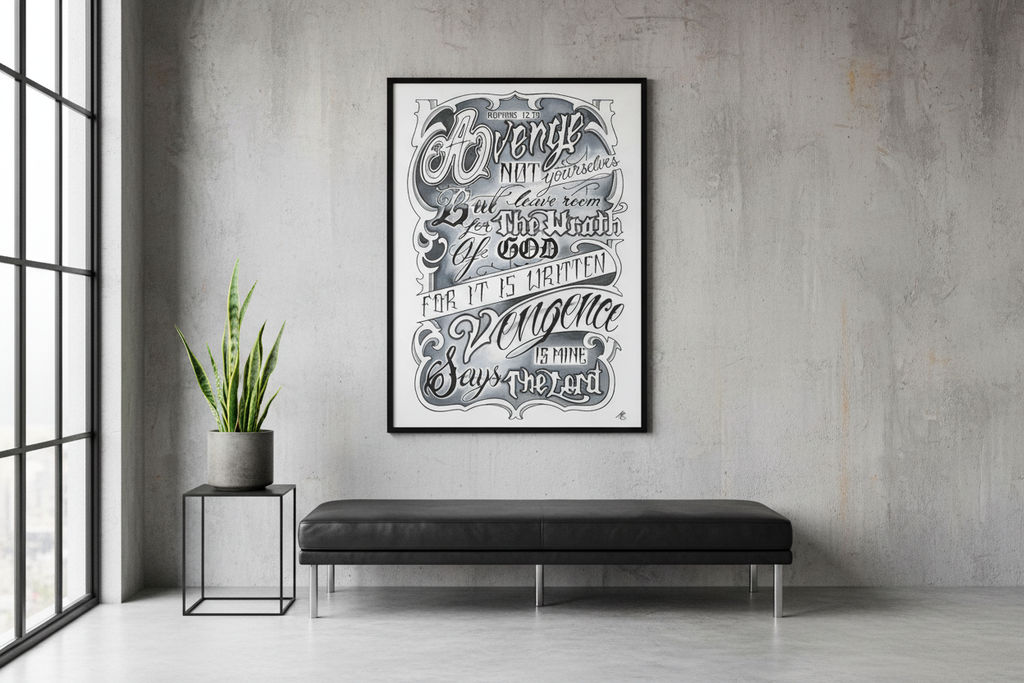 Romans 12:19 Bible verse canvas print alternative view - Premium quality scripture wall art