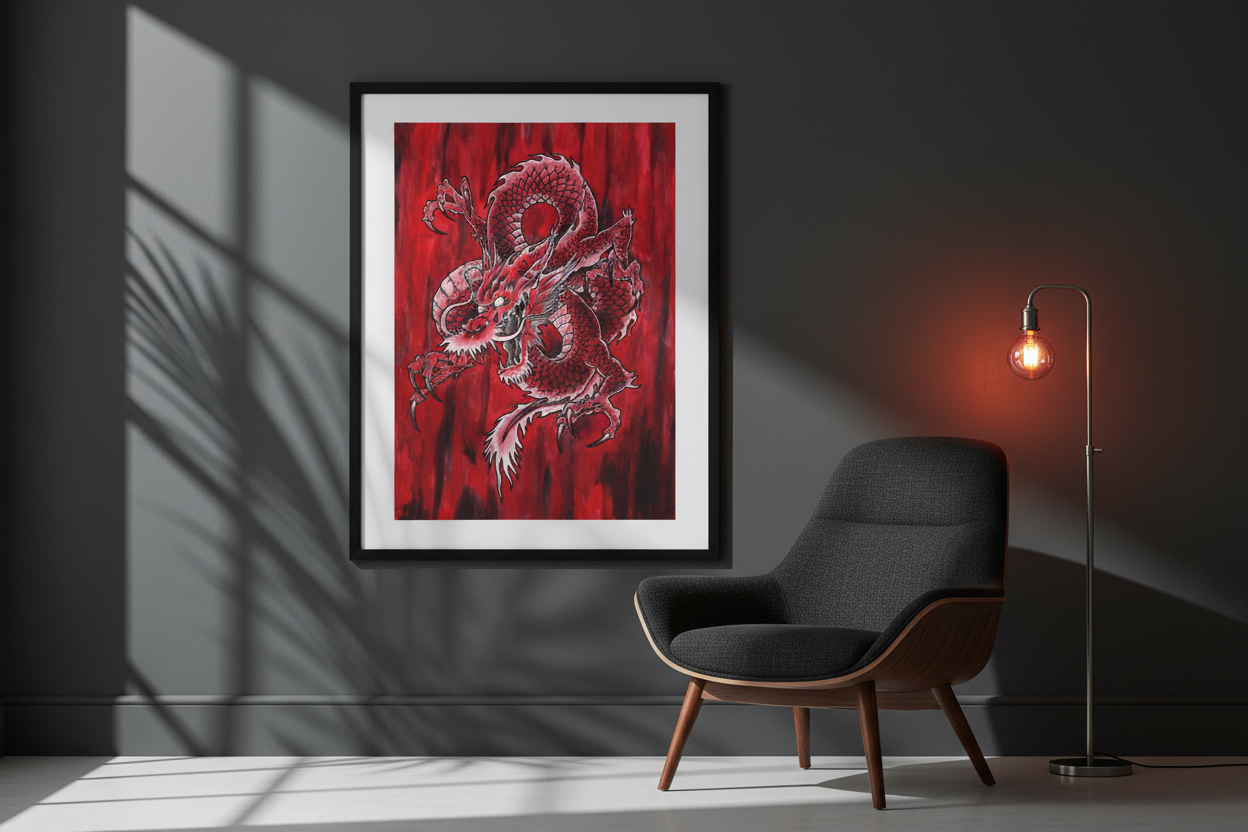 Revelation 12:9 Bible verse wall art print - Great dragon serpent of old scripture - Modern faith-based typography