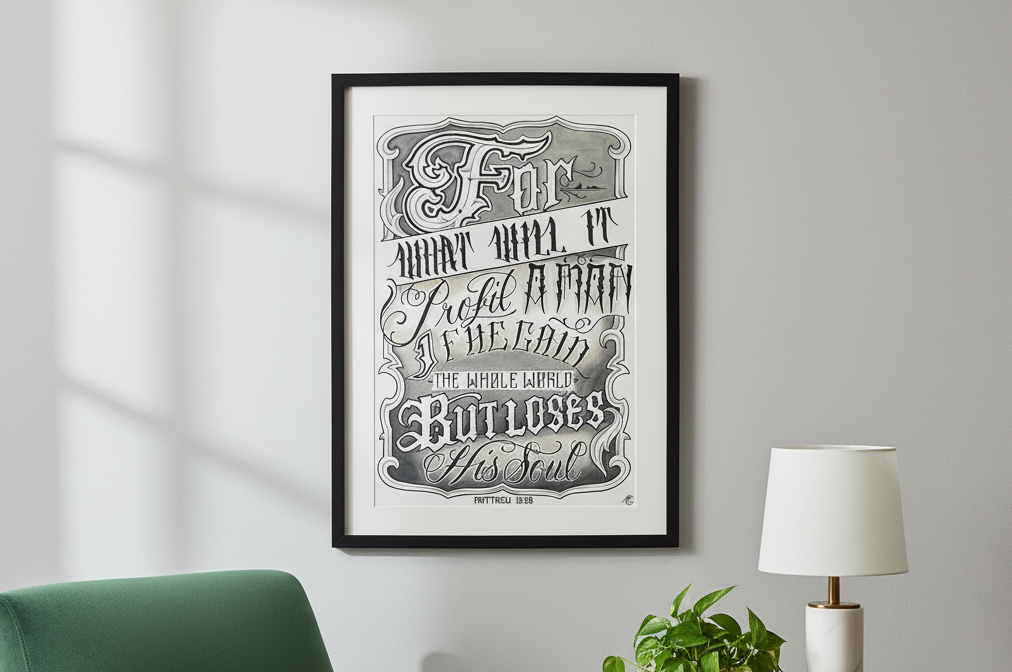 Matthew 16:26 Bible Verse Wall Art - Gain World Lose Soul Print