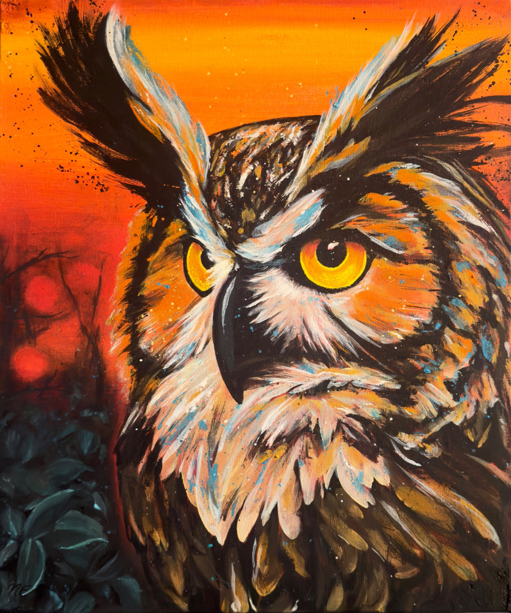 Psalm 102:6 desert owl Bible verse canvas print – bold orange and teal scripture wall art